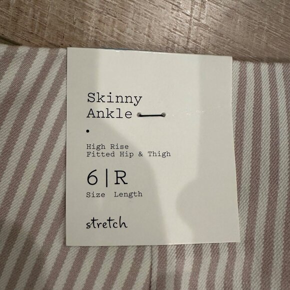 A NEW DAY WOMENS TAN WHITE STRIPE PANTS NEW SIZE 6 SIDE ZIP CLOSURE SKINNY ANKLE - Picture 13 of 13